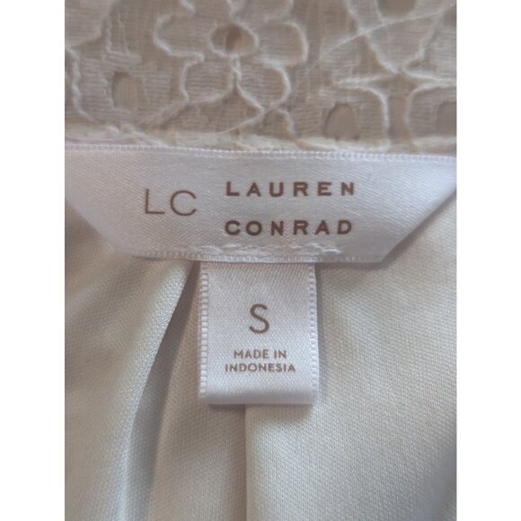 Lauren Conrad Off-white Crochet Cottagecore Boho Peasant Top Square Neckline szS - Picture 7 of 10